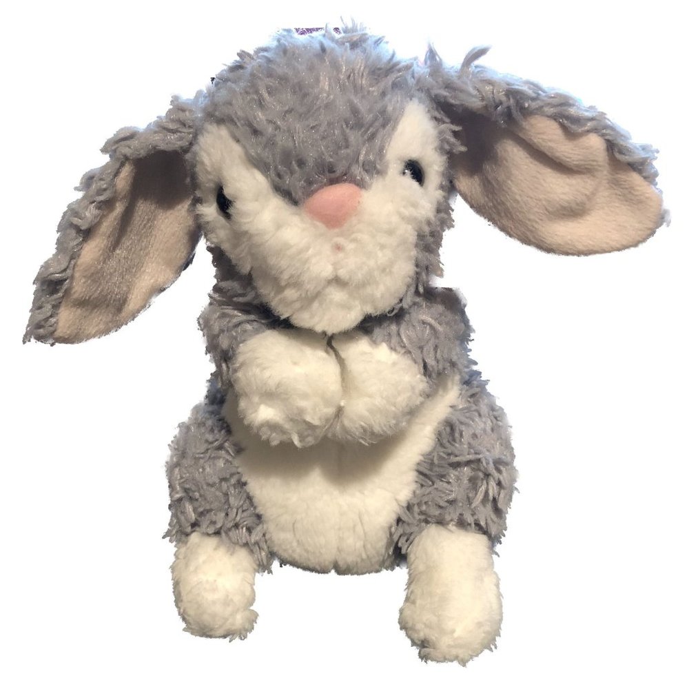 Tom’s Toy International Bunny Rabbit Plush Gray White Stuffed 9"